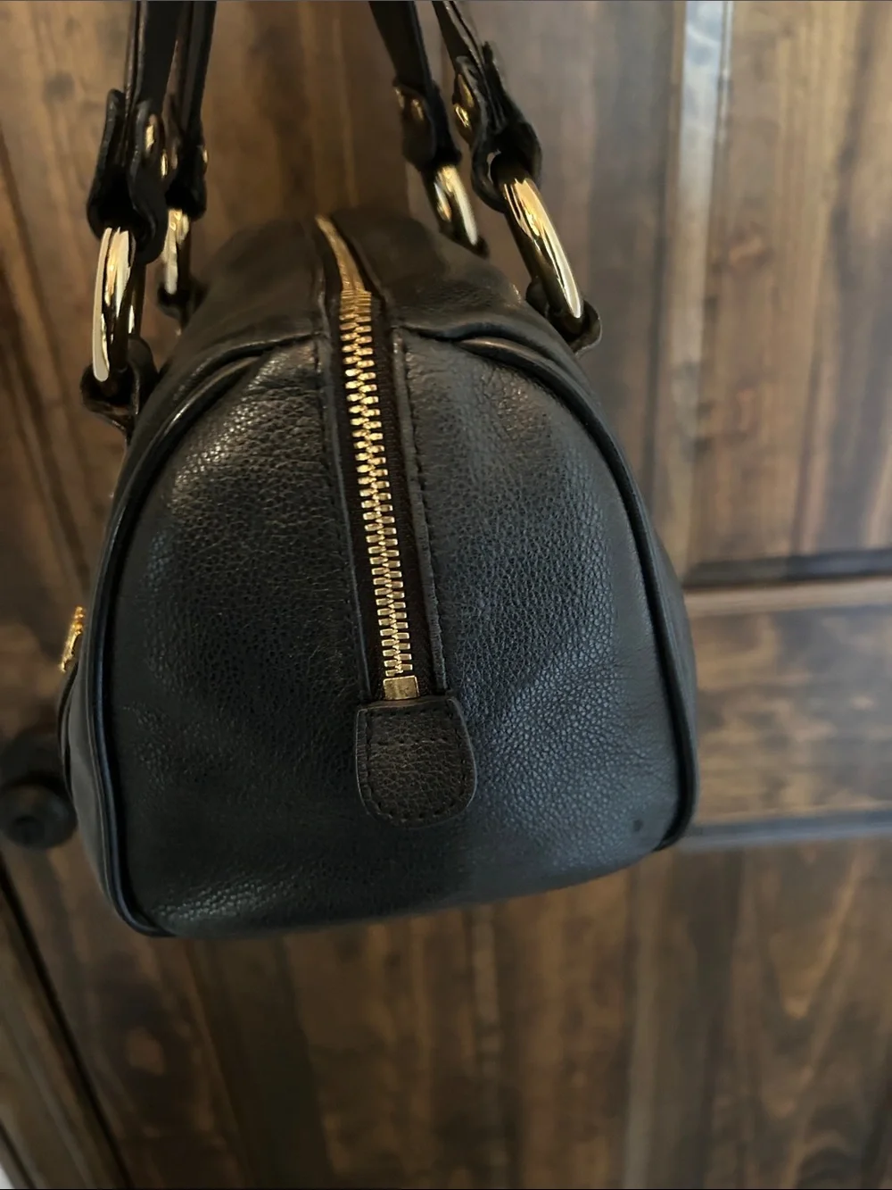 MCM Black Leather Mini Satchel with Gold Hardware - Picture 4 of 15